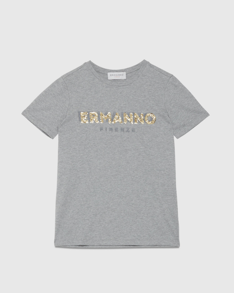 ERMANNO – TSHIRT CON LOGO RICAMATO DI PAILLETTES
