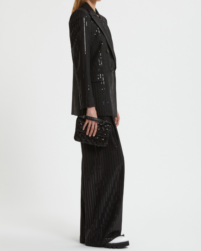 ERMANNO – PANTALONI GESSATI CON PAILLETTES